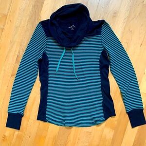 Eddie Bauer Navy and Teal Waffle Top